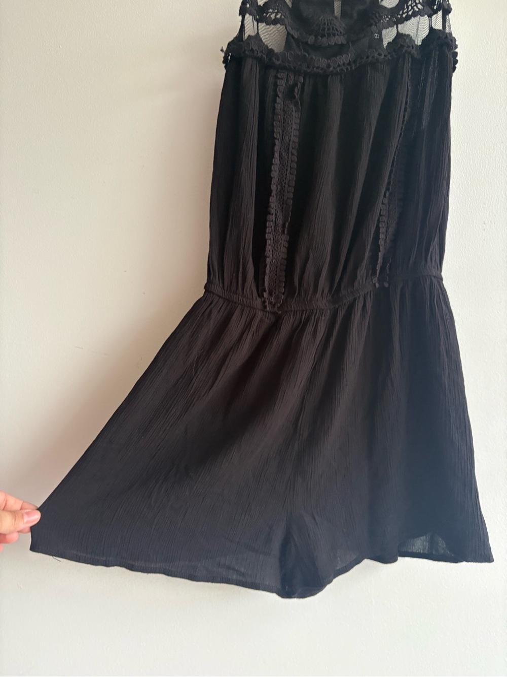 U2B Black Lace Mesh Racerback Romper Women’s Large Boho Festival Sleeveless - Picture 3 of 9